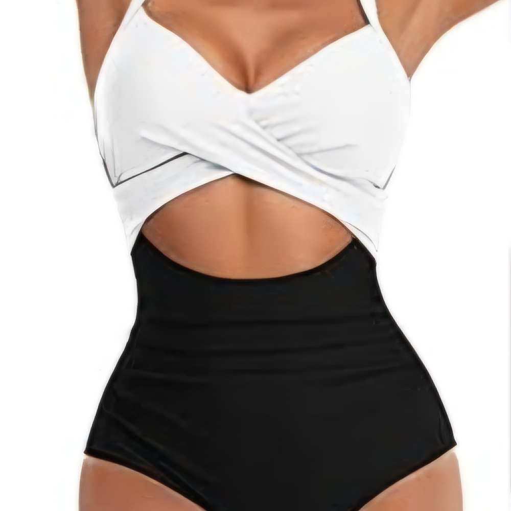 Stylish Black and White Swimsuit